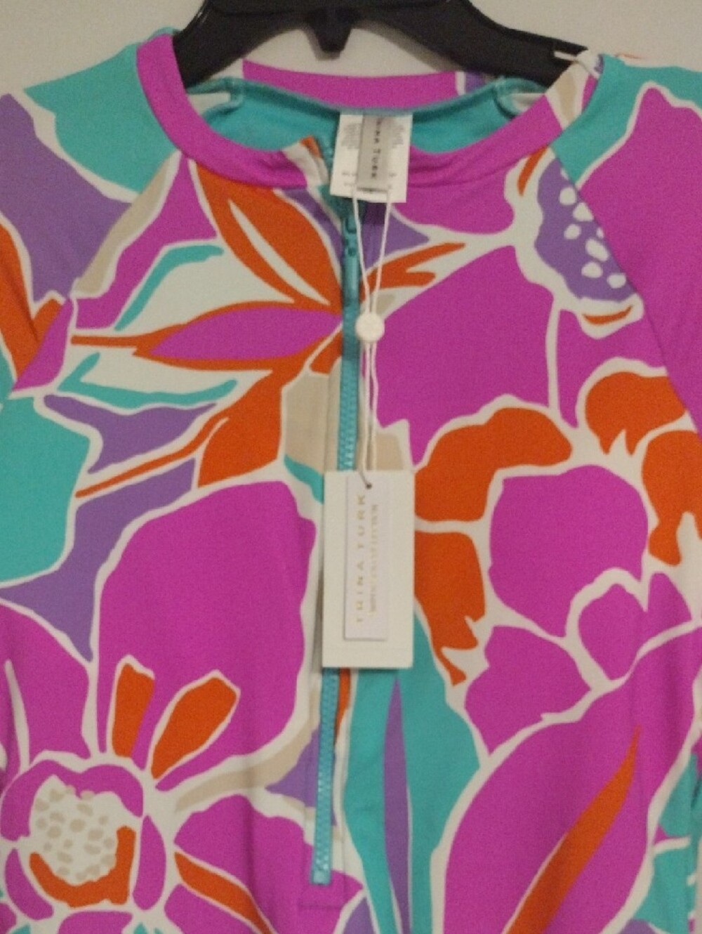 Trina Turk Women's Long-Sleeve Floral Rashguard - Purple, Teal & Orange - Picture 2 of 6
